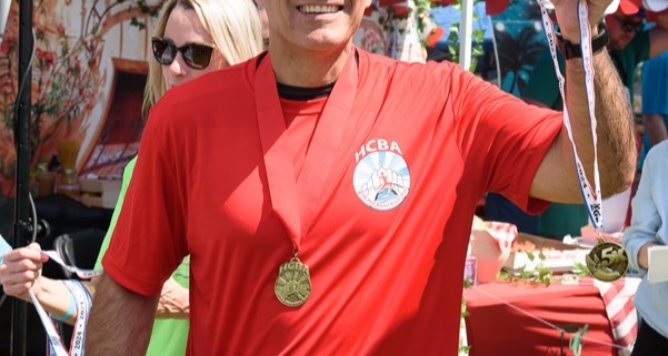 Man holding medal